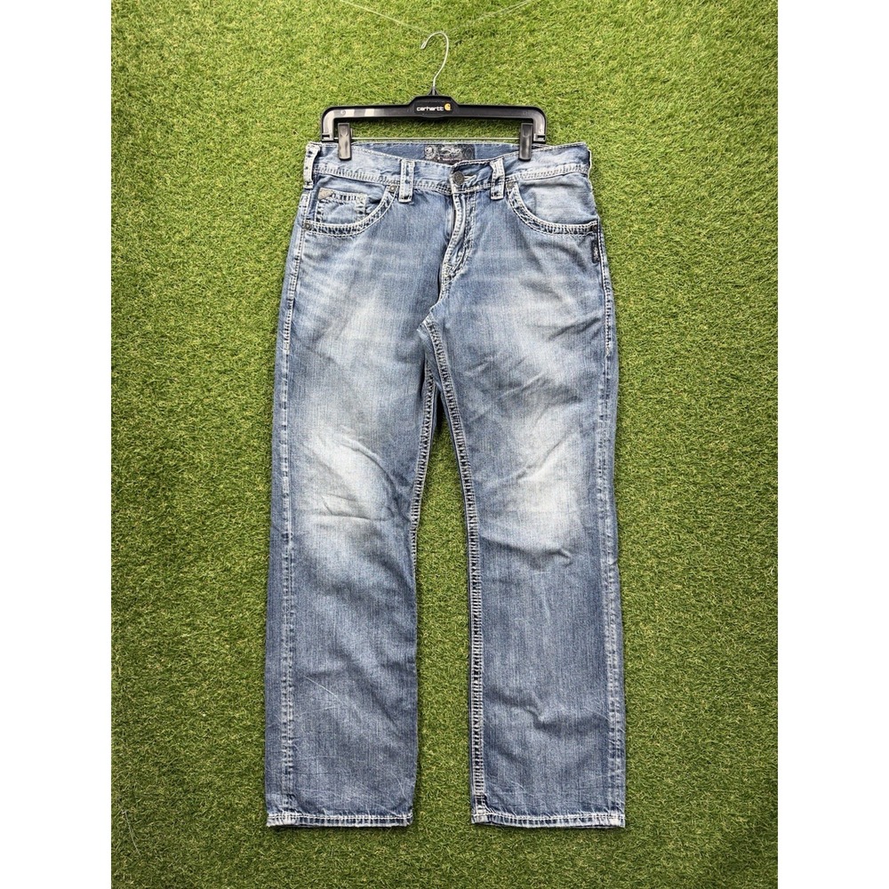 Silver Jeans Mens 33x34 Gordie Loose Straight Leg Medium Wash Buckle y2k Casual